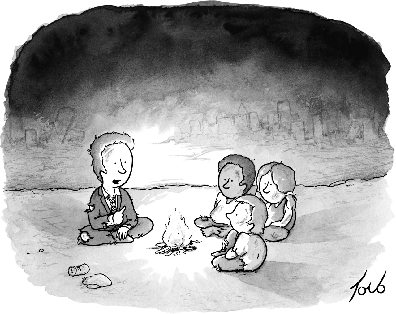Cartoon by Tom Toro that reads 'Yes, the planet got destroyed. But for a beautiful moment in time we created a lot of value for shareholders.'
